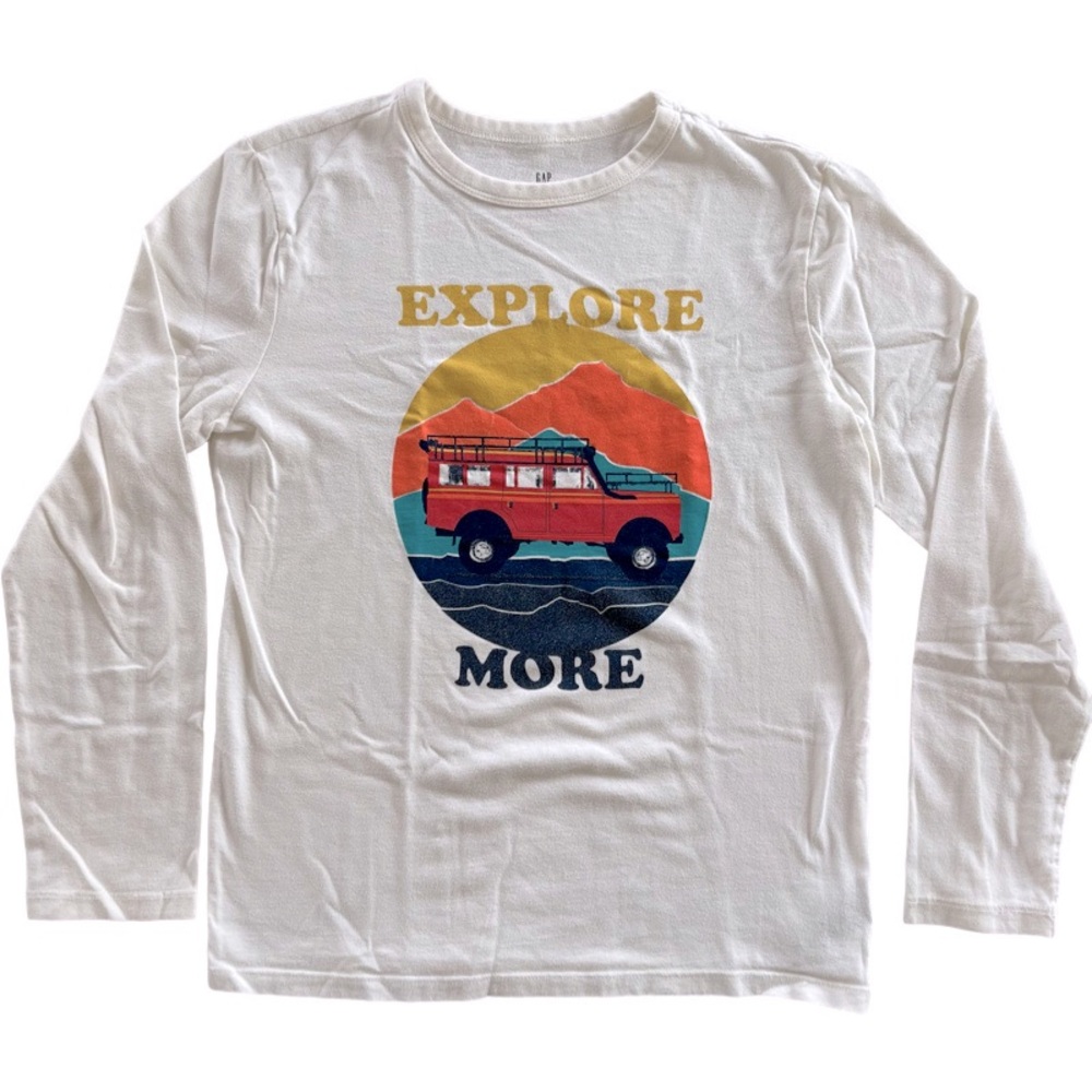 GAP Boys Explore More Long Sleeve T-Shirt. L
